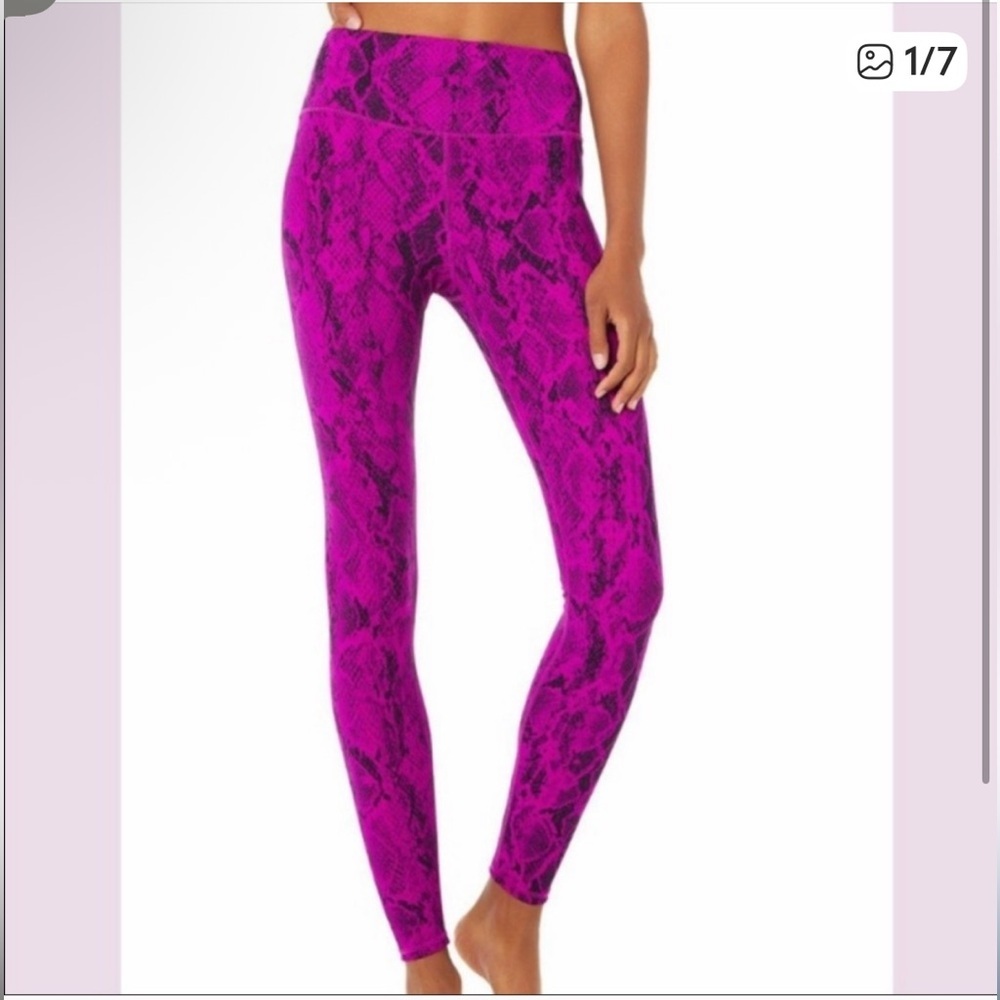 ALO Yoga Fuchsia Snake Print Leggings High Rise Viper